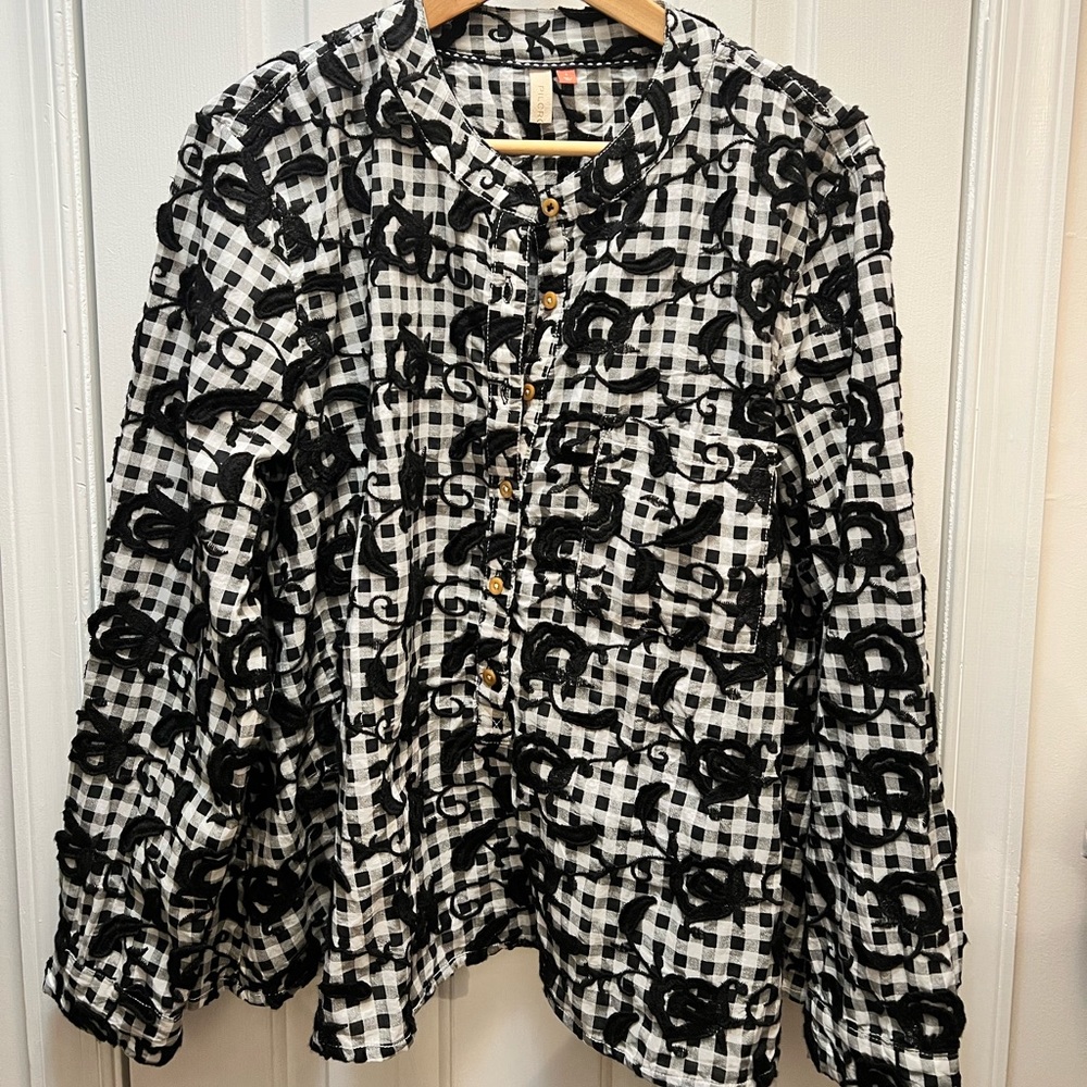 Anthropologie Pilcro The Whitney Trapeze Buttondown Top - Sz L, NWOT - Picture 2 of 4